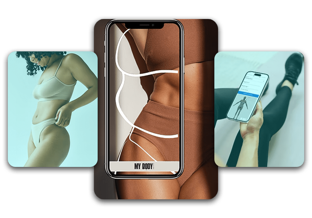 AI Weight Loss Simulator interface showing body transformation visualization